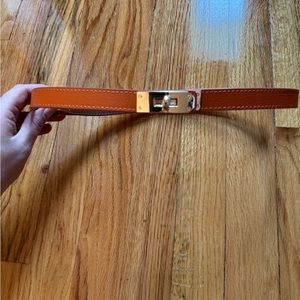 New Vegan Leather orange Turnlock belt